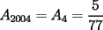 TEX: $A_{2004}=A_4=\displaystyle \frac{5}{77}$