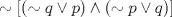 TEX: $$\sim[(\sim q \vee p) \wedge (\sim p \vee q)]$$