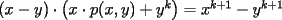 TEX: $\left(x-y\right)\cdot \left(x\cdot p(x,y)+y^k\right)=x^{k+1}-y^{k+1}$