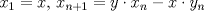 TEX: $x_1=x$, $x_{n+1}=y\cdot x_n-x\cdot y_n$