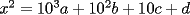 TEX: $x^2=10^3a+10^2b+10c+d$