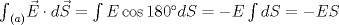 TEX: ${\int}_{(a)} \vec E \cdot d\vec S =\int E \cos 180^\circ dS= -E\int dS=-ES$