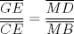 TEX: $$\dfrac{\overline{GE}}{\overline{CE}}=\dfrac{\overline{MD}}{\overline{MB}}$$