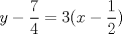 TEX: $y-\dfrac{7}{4}=3(x-\dfrac{1}{2})$