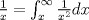 TEX: $\frac{1}<br />{x} = \int_x^\infty  {\frac{1}<br />{{x^2 }}} dx<br />$