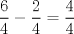 TEX: <br />\[<br />\frac{6}<br />{4} - \frac{2}<br />{4} = \frac{4}<br />{4}<br />\]