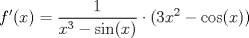 TEX: $$ f'(x)=\dfrac{1}{x^3-\sin (x)}\cdot (3x^2-\cos(x))$$