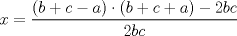 TEX: $x = \dfrac{(b + c - a)\cdot (b + c + a) - 2bc}{2bc}$