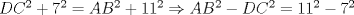 TEX: $DC^2+7^2=AB^2+11^2\Rightarrow 