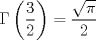 TEX: $\Gamma\left(\dfrac{3}{2}\right)=\dfrac{\sqrt{\pi}}{2}$