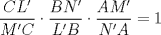 TEX: $\dfrac{CL'}{M'C}\cdot \dfrac{BN'}{L'B} \cdot \dfrac{AM'}{N'A}=1$