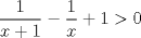 TEX: $\dfrac{1}{x+1}-\dfrac{1}{x}+1>0$