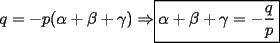 TEX: $q=-p(\alpha+\beta+\gamma)\Rightarrow$$\boxed{\alpha+\beta+\gamma=-\displaystyle\frac{q}{p}}$