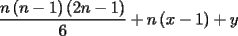 TEX: $\dfrac{n\left(n-1\right)\left(2n-1\right)}{6}+n\left(x-1\right)+y$