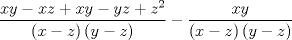 TEX: $$<br />\frac{{xy - xz + xy - yz + z^2 }}<br />{{\left( {x - z} \right)\left( {y - z} \right)}} - \frac{{xy}}<br />{{\left( {x - z} \right)\left( {y - z} \right)}}<br />$$