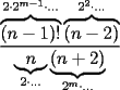 TEX: \[<br />\frac{{\overbrace {(n - 1)!}^{2 \cdot 2^{m - 1}  \cdot  \ldots }\overbrace {(n - 2)}^{2^2  \cdot  \ldots }}}<br />{{\underbrace n_{2 \cdot  \ldots }\underbrace {(n + 2)}_{2^m  \cdot  \ldots }}}<br />\]