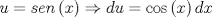 TEX: \[<br />u = sen\left( x \right) \Rightarrow du = \cos \left( x \right)dx<br />\]<br />