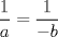 TEX: $\displaystyle \frac{1}{a}=\displaystyle \frac{1}{-b}$