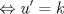 TEX: % MathType!MTEF!2!1!+-<br />% feaafiart1ev1aaatCvAUfeBSjuyZL2yd9gzLbvyNv2CaerbuLwBLn<br />% hiov2DGi1BTfMBaeXatLxBI9gBaerbd9wDYLwzYbItLDharqqtubsr<br />% 4rNCHbGeaGqiVu0Je9sqqrpepC0xbbL8F4rqqrFfpeea0xe9Lq-Jc9<br />% vqaqpepm0xbba9pwe9Q8fs0-yqaqpepae9pg0FirpepeKkFr0xfr-x<br />% fr-xb9adbaqaaeGaciGaaiaabeqaamaabaabaaGcbaGaeyi1HSTaam<br />% yDaiaacEcacqGH9aqpcaWGRbGaaiikaiaadogacaWGVbGaamOBaiaa<br />% dohaciGG0bGaaiyyaiaac6gacaWG0bGaamyzaiaacMcaaaa!45B8!<br />$$<br /> \Leftrightarrow u' = k<br />$$<br />