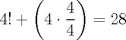 TEX: $4!+\left(4\cdot \dfrac{4}{4}\right) =28$