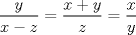 TEX: $\displaystyle \frac{y}{x-z}=\frac{x+y}{z}=\frac{x}{y}$