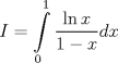 TEX: <br />$$I=\int\limits_{0}^{1}{\frac{\ln x}{1-x}dx}$$<br />