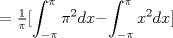 TEX:  = $\frac{1}{\pi}$$[$$\displaystyle \int_{-\pi}^{\pi}\pi^{2}dx$$-$$\displaystyle \int_{-\pi}^{\pi}x^{2}dx$$]$