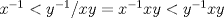 TEX:  $x^{-1} < y^{-1}/xy = x^{-1}  xy < y^{-1}xy$ 