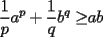 TEX: $\displaystyle \frac{1}{p}a^p+\frac{1}{q}b^q\ge$$ab$