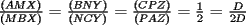 TEX: $\frac{(AMX)}{(MBX)}$ = $\frac{(BNY)}{(NCY)}$ = $\frac{(CPZ)}{(PAZ)}$ = $\frac{1}{2}$ = $\frac{D}{2D}$