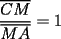 TEX: \[<br />\frac{{\overline {CM} }}<br />{{\overline {MA} }} = 1<br />\]