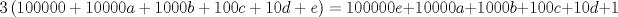 TEX: $$3\left( 100000+10000a+1000b+100c+10d+e \right)=100000e+10000a+1000b+100c+10d+1$$