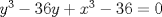 TEX: $y^3-36y+x^3-36=0$