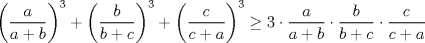 TEX: $\bigg(\dfrac{a}{a+b}\bigg)^3 + \bigg(\dfrac{b}{b+c}\bigg)^3 + \bigg(\dfrac{c}{c+a}\bigg)^3 \ge 3 \cdot \dfrac{a}{a+b} \cdot \dfrac{b}{b+c} \cdot \dfrac{c}{c+a}$