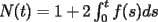 TEX: $N(t)=1+2\int_{0}^{t}f(s)ds$