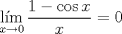 TEX: $\mathop\text{l\'im}\limits_{x\to0}\dfrac{1-\cos{x}}{x}=0$