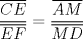 TEX: $$\dfrac{\overline{CE}}{\overline{EF}}=\dfrac{\overline{AM}}{\overline{MD}}$$