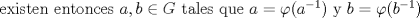 TEX: existen entonces $a,b\in G$ tales que $a=\varphi(a^{-1})$  y $b=\varphi(b^{-1})$