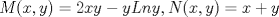 TEX: $ M(x,y) = 2xy - yLny , N(x,y) = x+y $