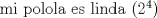 TEX: mi polola es linda $(2^4)$