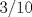 TEX:              \[<br />{\text{3/10}}<br />\]<br />