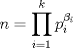 TEX: $n=\displaystyle \prod_{i=1}^{k} p_i^{\beta_i}$