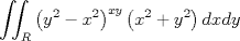 TEX: \[<br />\iint_R {\left( {y^2  - x^2 } \right)^{xy} \left( {x^2  + y^2 } \right)dxdy}<br />\]<br />