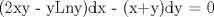 TEX:  (2xy - yLny)dx - (x+y)dy = 0 