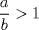 TEX: $\displaystyle \frac{a}{b}> 1$