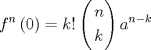 TEX: <br />\[{f^n}\left( 0 \right) = k!\left( \begin{gathered}<br />  n \hfill \\<br />  k \hfill \\ <br />\end{gathered}  \right){a^{n - k}}\]