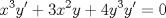 TEX: \[<br />x^3 y' + 3x^2 y + 4y^3 y' = 0<br />\]