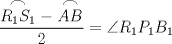 TEX: \[<br />\frac{\stackrel{\displaystyle\frown}{R_1S_1} - \stackrel{\displaystyle\frown}{AB}}<br />{2} = \angle R_1P_1B_1<br />\]<br />