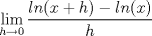 TEX: $\displaystyle \lim_{h\rightarrow 0}\displaystyle \frac{ln(x+h)-ln(x)}{h}$