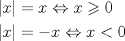 TEX: \[<br />\begin{gathered}<br />  \left| x \right| = x \Leftrightarrow x \geqslant 0 \hfill \\<br />  \left| x \right| =  - x \Leftrightarrow x < 0 \hfill \\ <br />\end{gathered} <br />\]<br />